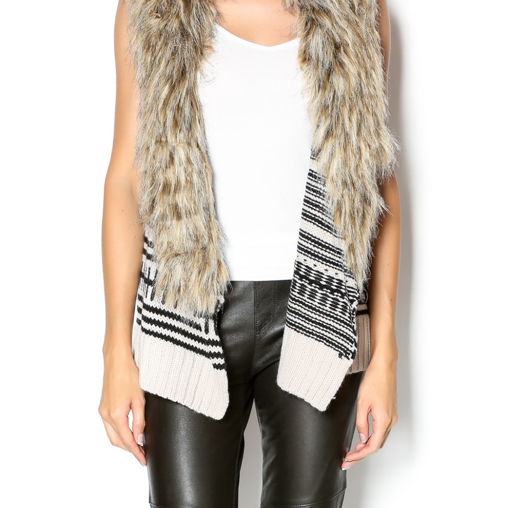 BB Dakota - Jase Faux Fur Trim Sweater Vest